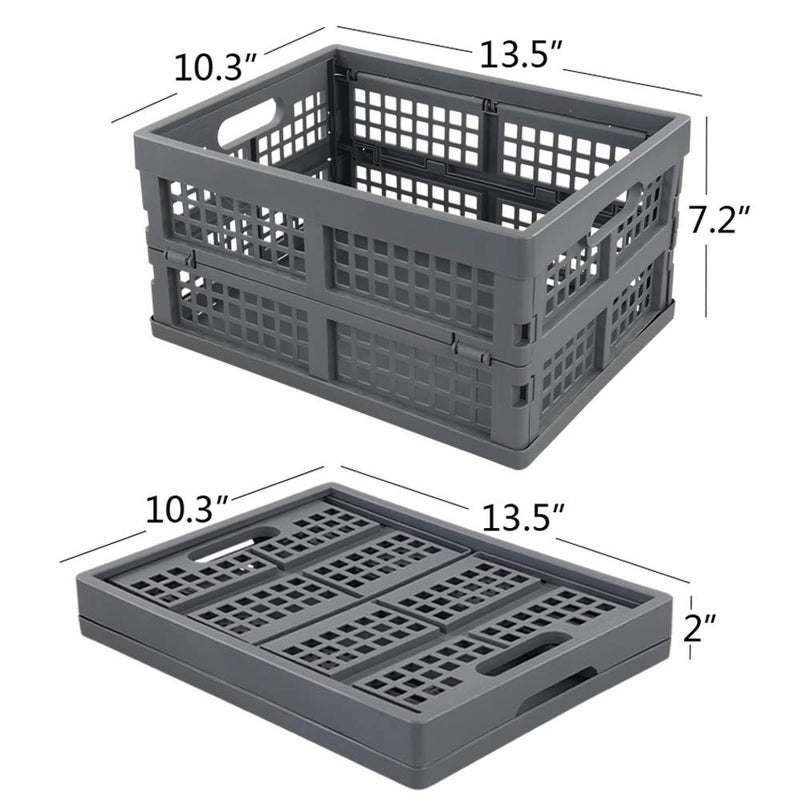 Ramddy 1 Pack 16 Quart Collapsible Crate, Plastic Folding Storage Basket Bins, Grey - Image 3